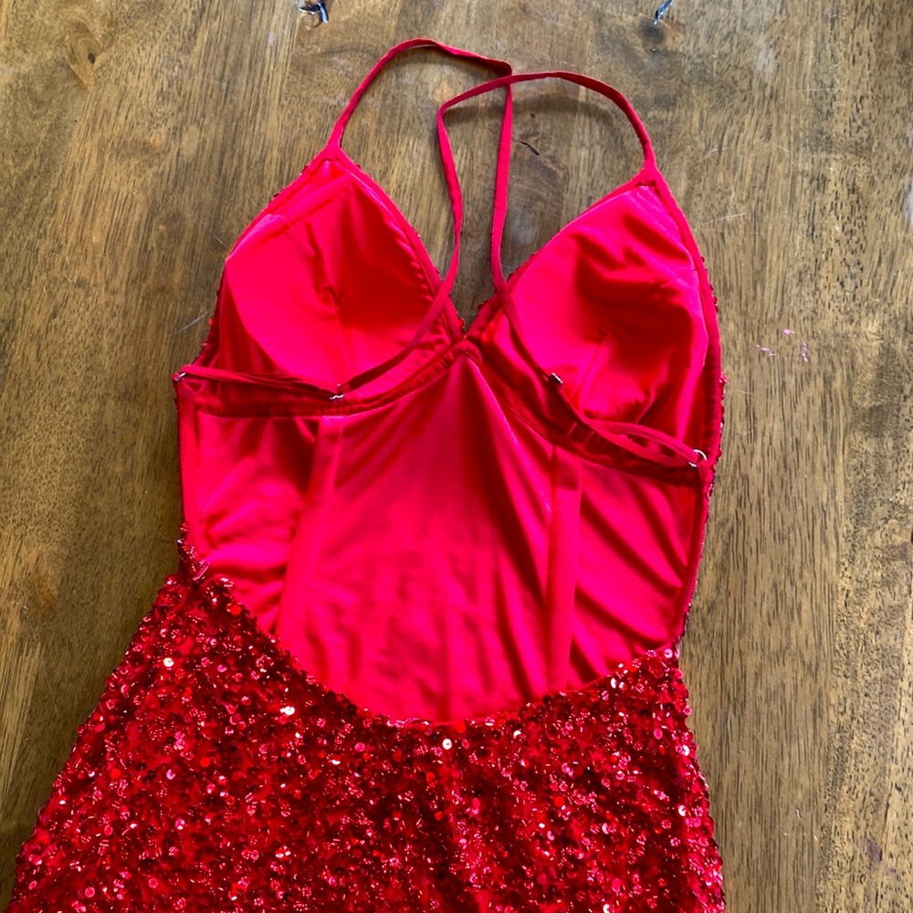 Scala Formal Red Sequence Dress Size 00 - image 6